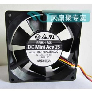 Sanyo 109P0912H4D20 12V 0.21A 2wires 3wires Cooling Fan